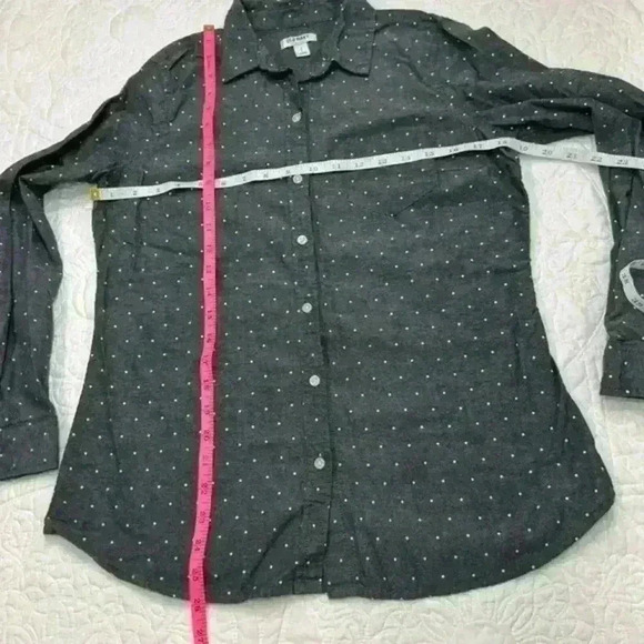 Old Navy The Classic Shirt Polka Dot Button Front Dark Gray - Size‎ SP - Picture 2 of 4